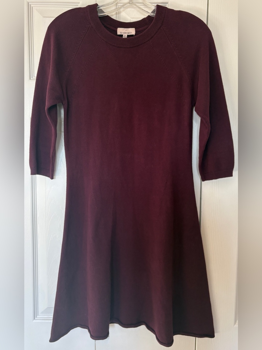 Aritzia Sunday Best Burgundy Knit Fit & Flare Mini Dress Size Medium